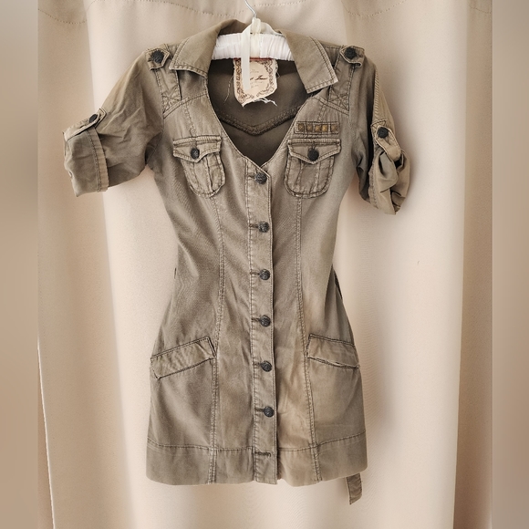 COPY - Guess Military Sexy Stretch like Denim Vintage Dress - Picture 9 of 10